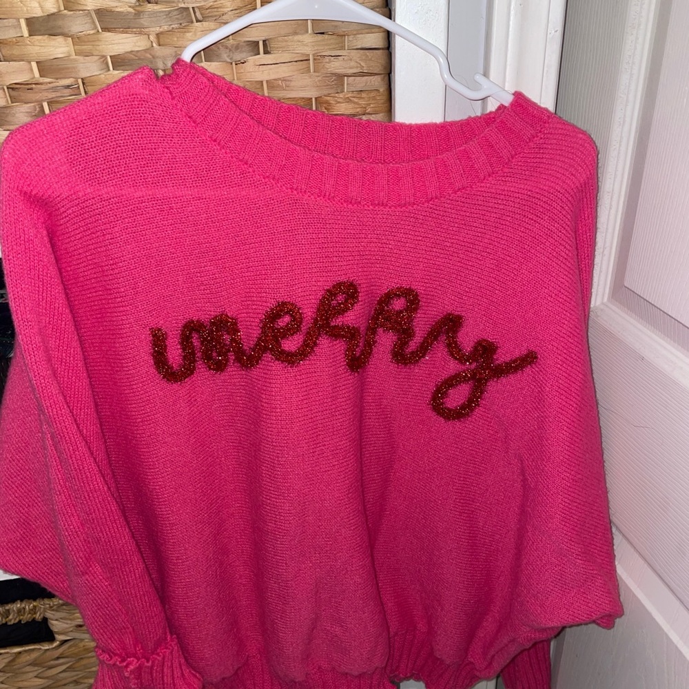 Oversized Knit Pink Christmas Sweater